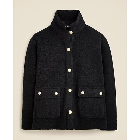 J Crew Boucle Shirt Jacket S Black NWT Coat Gold Button Shacket CF098 J.Crew - Picture 1 of 5